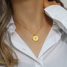 Load image into Gallery viewer, 18K Gold Plated Sunburst Compass Necklace
