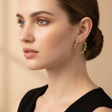 Load image into Gallery viewer, Beaded 18K Gold Plated Hoop Earrings