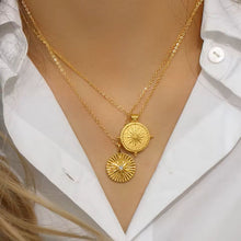 Load image into Gallery viewer, 18K Gold Plated Sunburst Compass Necklace