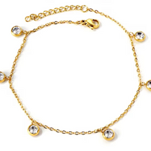 Load image into Gallery viewer, Halo Crystal Drop Anklet