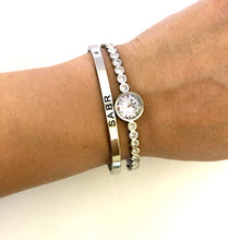 Load image into Gallery viewer, Sabr ~ this too shall pass - Silver Tone Bangle (Premium Stainless Steel)