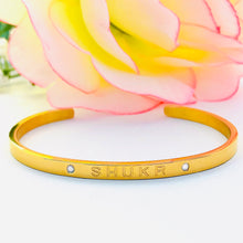 Load image into Gallery viewer, Gratitude Gold Plated Cuff Bangle