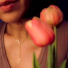 Load image into Gallery viewer, Sabrin - Signature lariat necklace in 18K Rose Gold plated