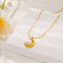 Load image into Gallery viewer, Crystal Moon Necklace in 18K Gold Plating
