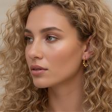 Load image into Gallery viewer, Gold Sphere Drop Huggie Earrings
