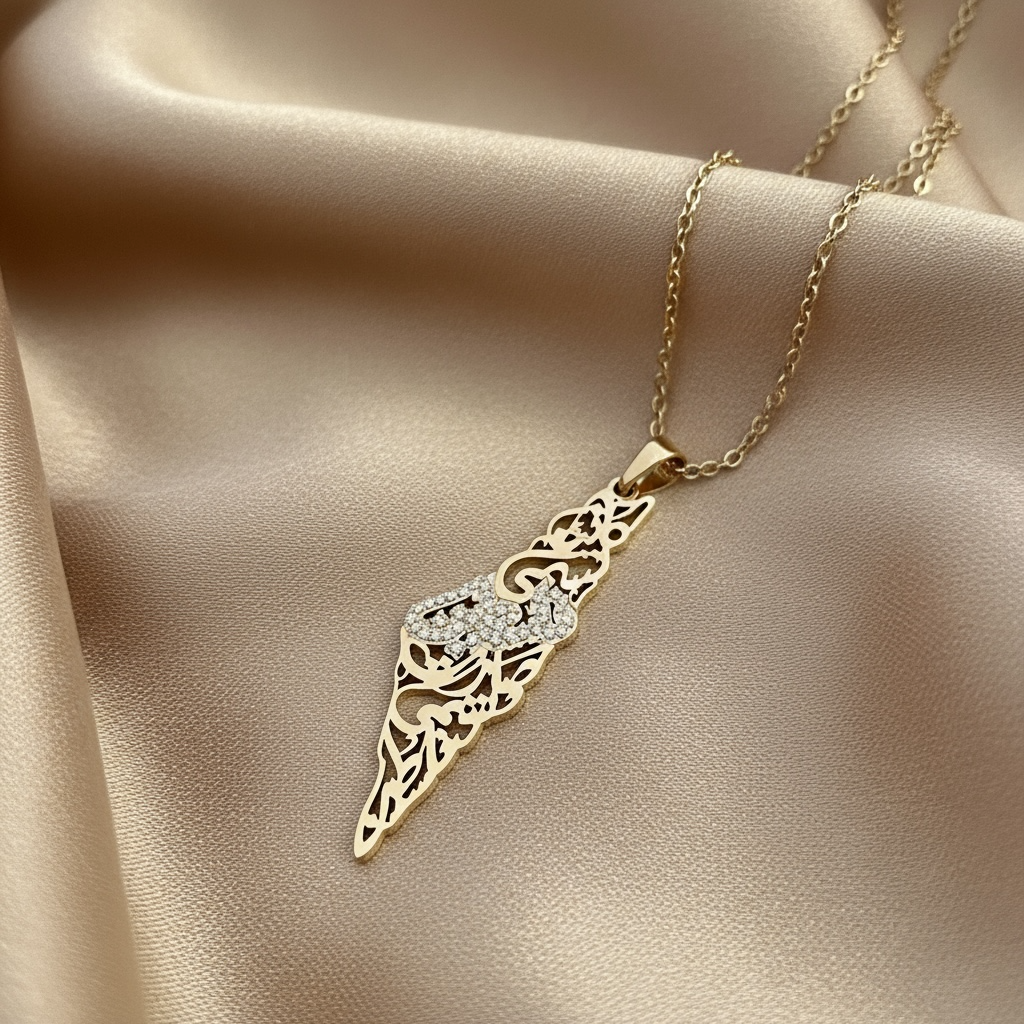 Palestine Crystal Map Necklace