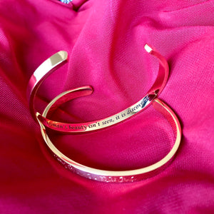 Woman’s Beauty Cuff Bangle - 18K Rose Gold Plated / Black Engraving