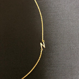 Rolled Gold Initial Necklace  - letter N