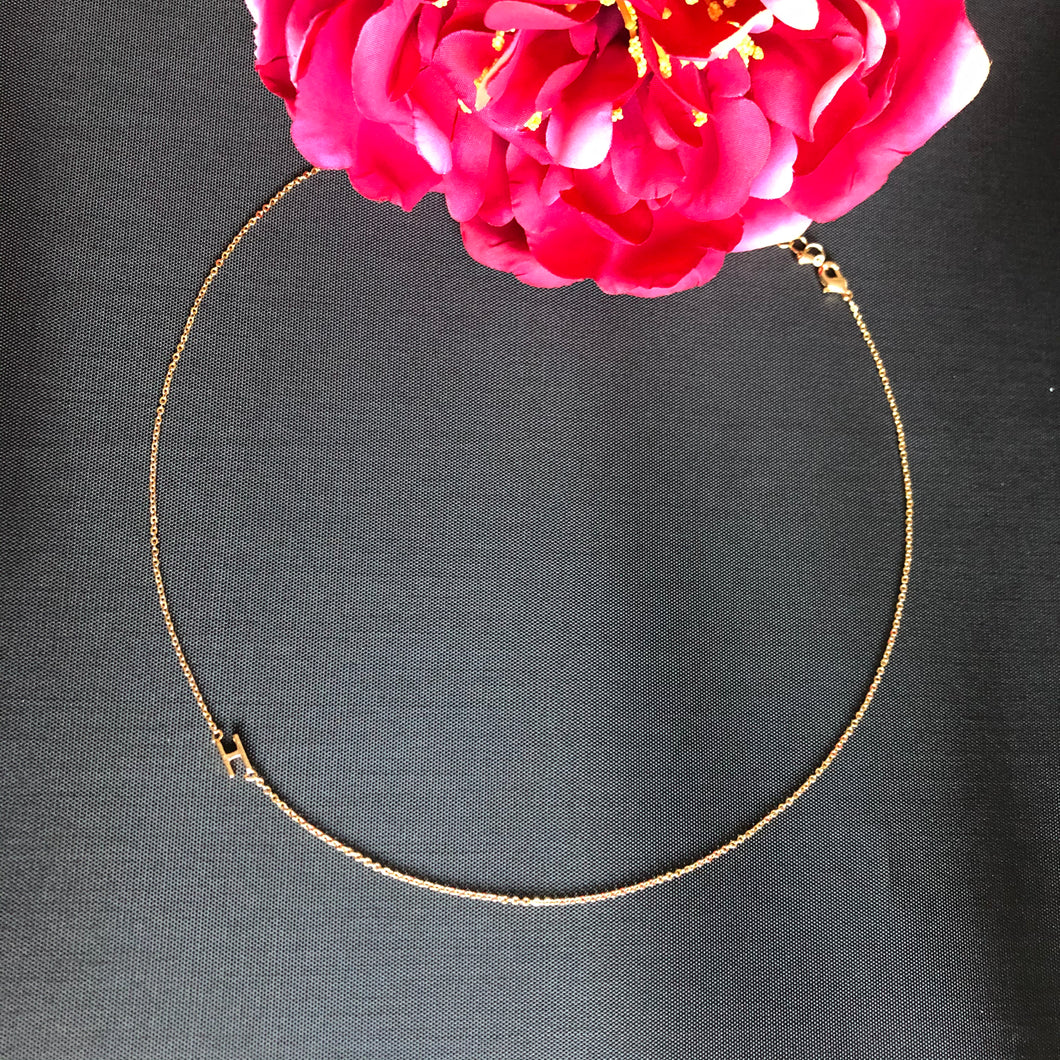 Rolled Gold Initial Necklace  - letter H