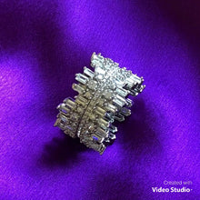 Load and play video in Gallery viewer, Icicle Ring - Platinum plated with Cubic Zirconia (with blush pink crystal band)
