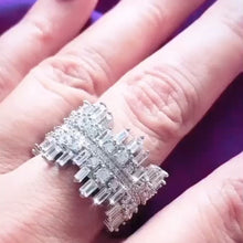 Load and play video in Gallery viewer, Icicle Ring - Platinum plated with Cubic Zirconia (with clear crystal band)
