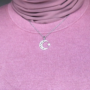 Celestial Collection - Crescent Moon Crystal Necklace (Silver Tone)