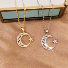 Load and play video in Gallery viewer, Celestial Collection - Crescent Moon Crystal Necklace (Gold Tone)
