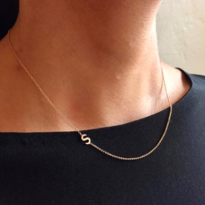 Rolled Gold Initial Necklace  - letter S