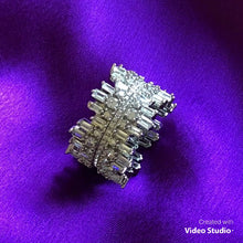 Load and play video in Gallery viewer, Icicle Ring - Platinum plated with Cubic Zirconia (with clear crystal band)
