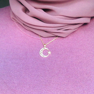 Celestial Collection - Crescent Moon Crystal Necklace (Gold Tone)