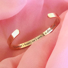 Load image into Gallery viewer, Woman’s Beauty Cuff Bangle - 18K Rose Gold Plated / Black Engraving
