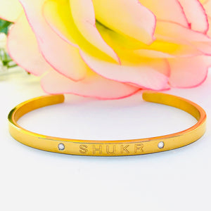 Gratitude Gold Plated Cuff Bangle