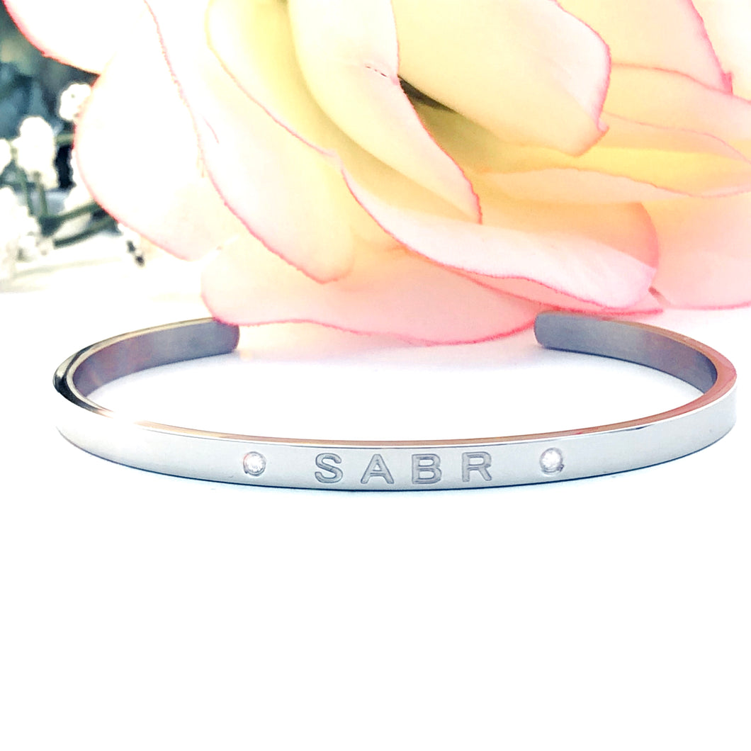 Patience Silver Tone Cuff Bangle (Premium Stainless Steel)