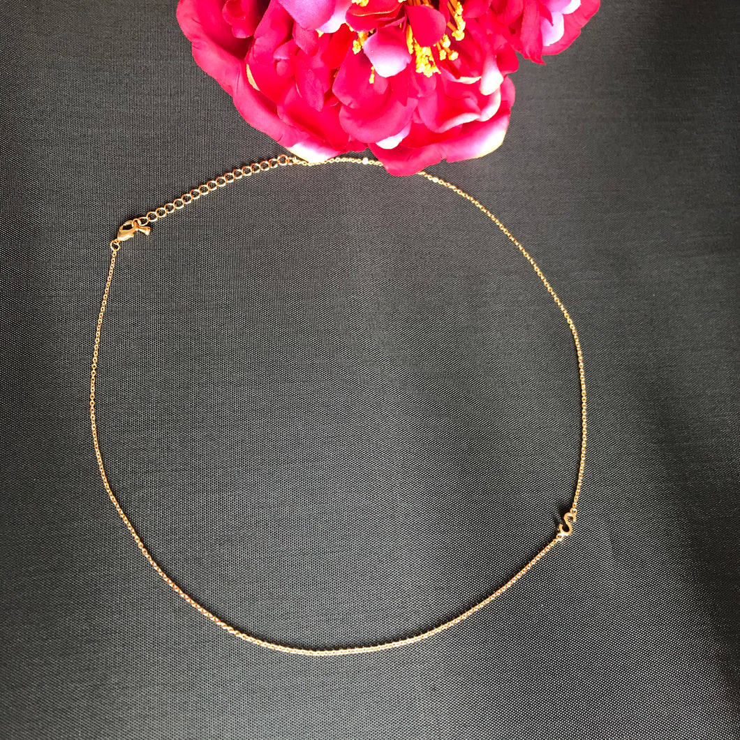 Rolled Gold Initial Necklace  - letter S